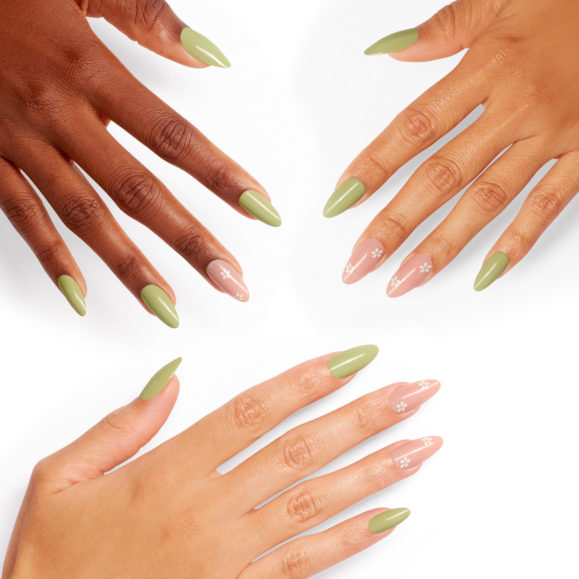 OPI On Point I Gleam of Spring | Long Almond Pastel Pink Green Nail Art Press On Nails | With Nail Glue | Long Lasting, Reusable, Non-damaging - Image 3