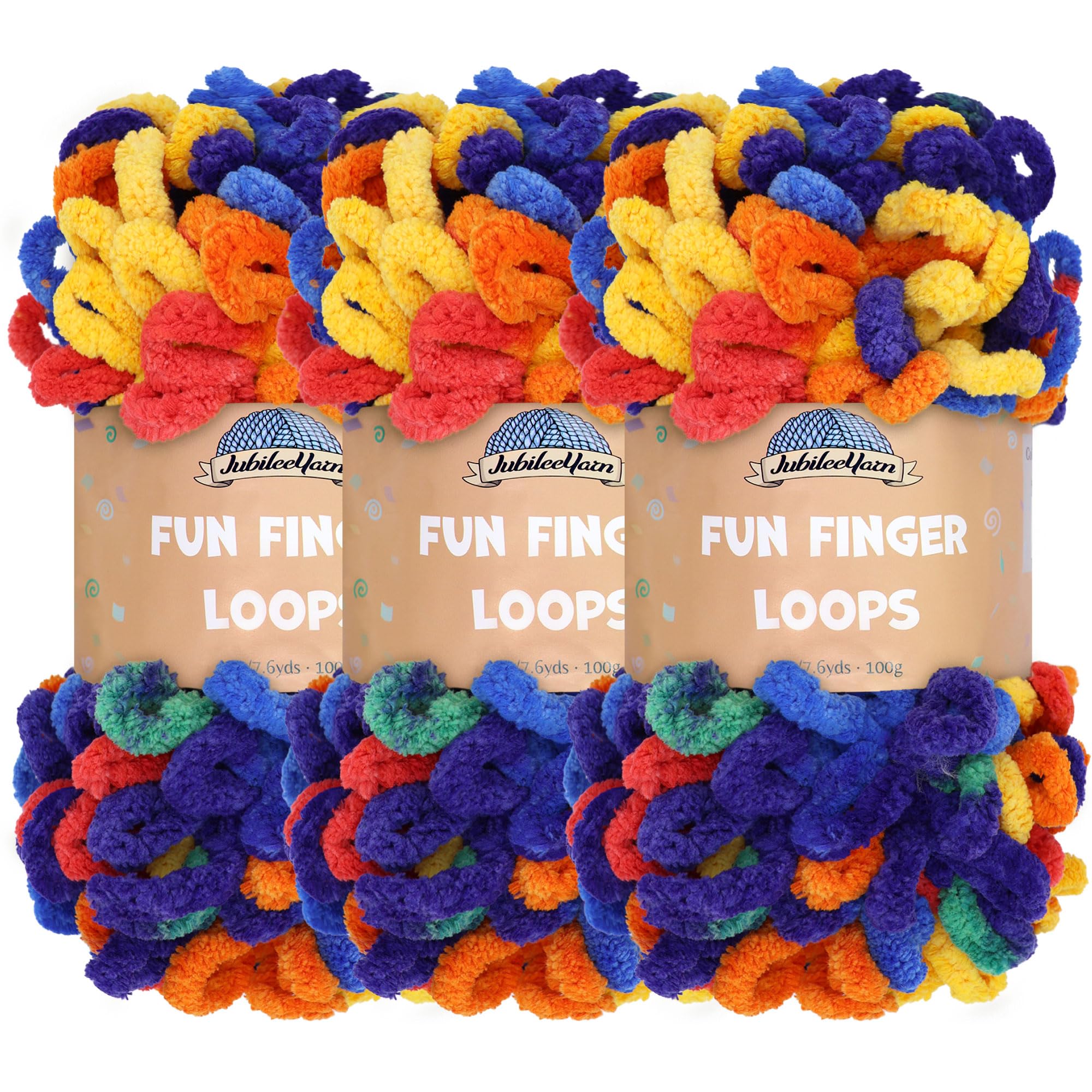 JubileeYarn Fun Finger Loops Yarn - Polyester Jumbo Weight Loop Yarn - 100g/Skein - Circe - 3 Skeins