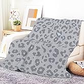 ANIOXCK Throw Blanket for Couch, 300GSM Warm Soft Cozy Flannel Blanket, Cute Blanket for All Seasons Bedroom Home Decor Gifts, Luxury Grey Leopard 50x60 Inches