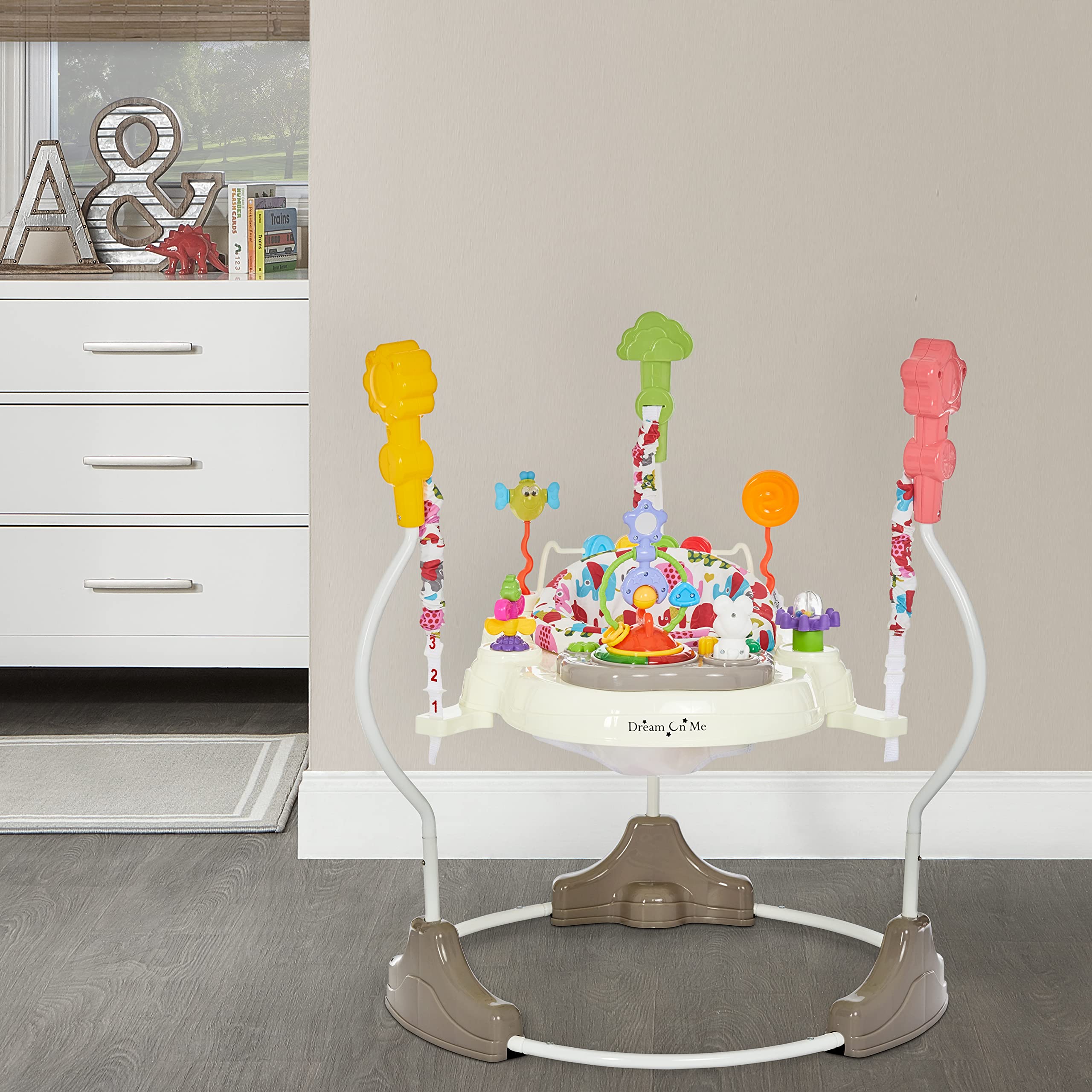 Dream On Me Zany 2-in-1 Activity and Center Bouncer in Elephant Print
