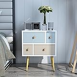 Lifewit Modern Nightstand Side End Table for Bedroom Living Room Sitting Room with 4 Drawers, White