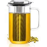 Aquach 51oz Glass Teapot with Infuser, Stovetop Safe Borosilicate Tea Pot | Dishwasher Safe, Plastic-free, Precise Loose Leaf Filter, Easy-clean Opening, Sharing Capacity