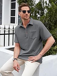 ZAFUL Men Henley Shirt Solid Color Texture Button