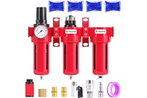 TAILONZ PNEUMATIC 0-150PSI 3/8 Inch NPT Aluminum Alloy Industrial Grade Three Stage Air Drying System, Particulate Filter, Co