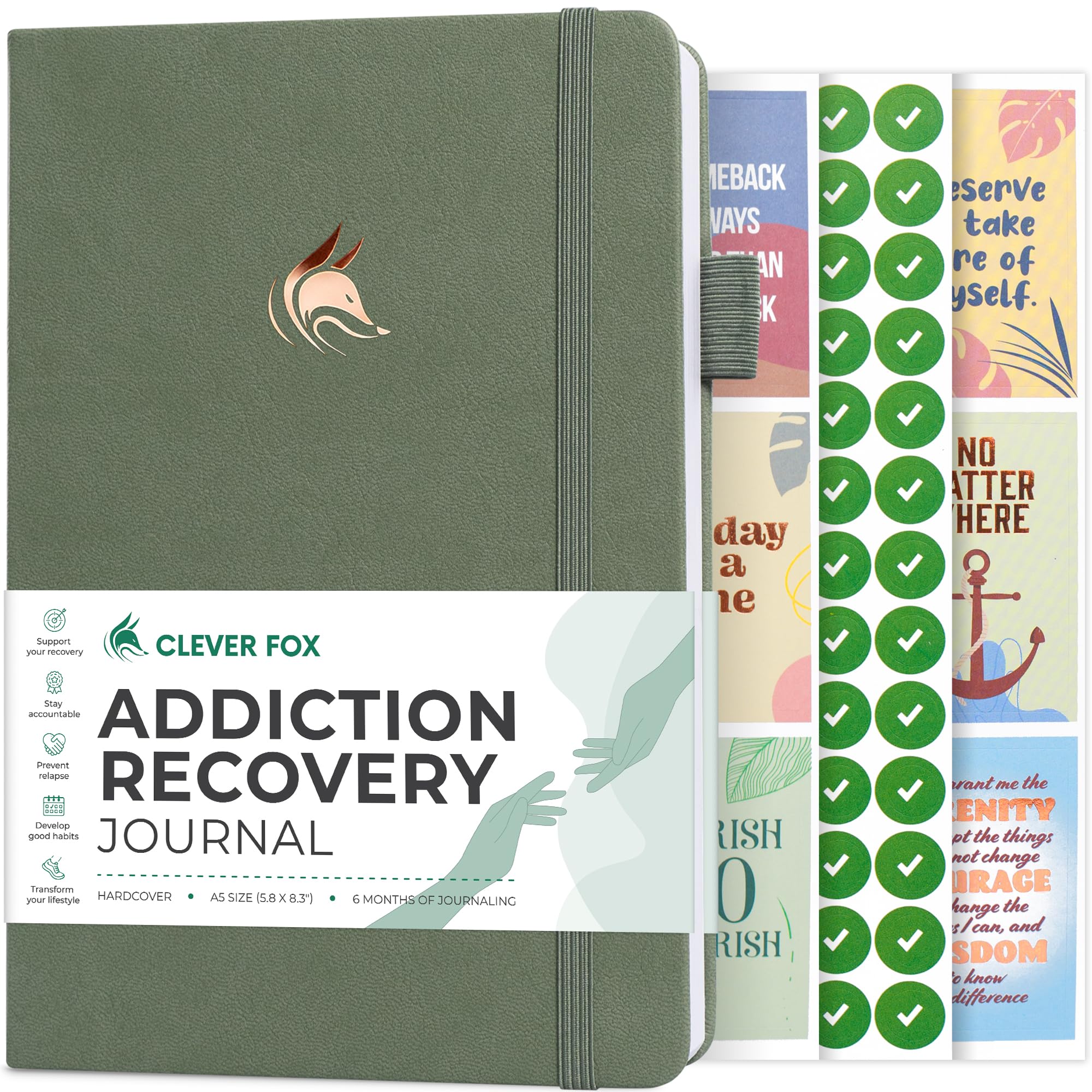 Clever Fox Addiction Recovery Journal – Guided Sobriety Workbook for Alcohol, Drug, Gambling, Eating & Other Addictions – Daily Planner to Support Recovery Progress – A5 Size (Cypress)