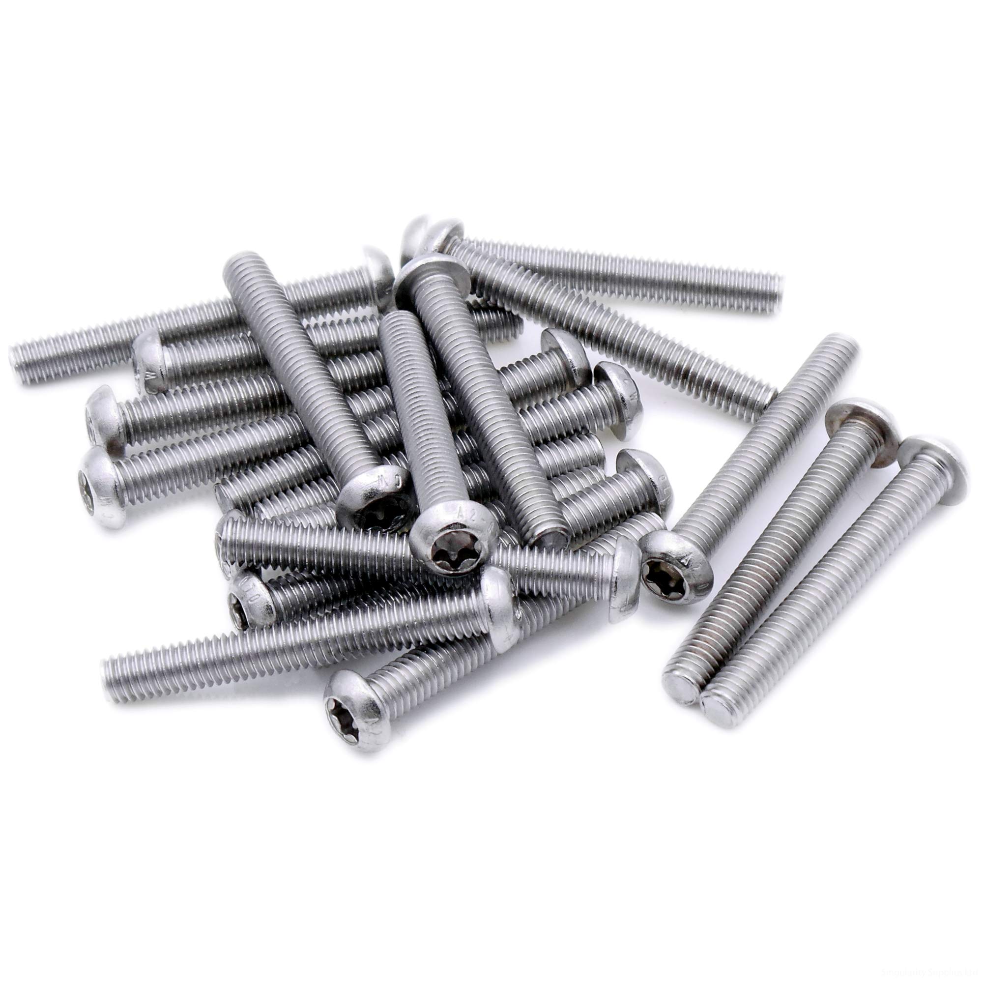 M4 (4mm x 20mm) TX Socket Button Machine Screw (Bolt) - Stainless Steel (A2) (Pack of 20)