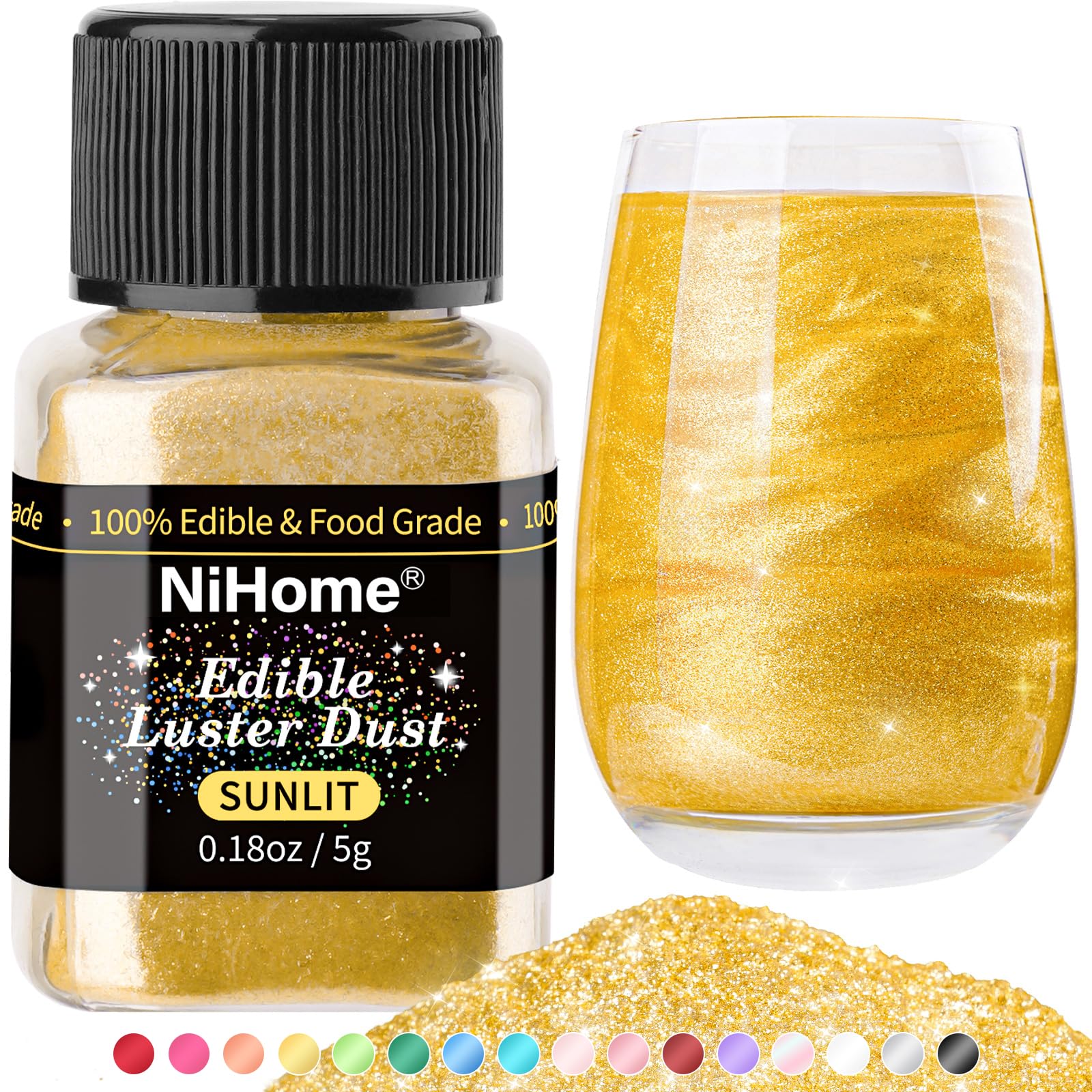 NiHome Edible Food-Grade Glimmer Powder Glitter