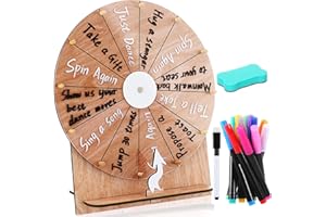 Memorywuu 11.4 Inch Spinning Wheel Erasable Raffle Spin The Wheel Game with Stand and Arrow Wooden Prize Tabletop Spinner Raffle Roulette for Wedding Family Bridal Party Baby Shower Games(Wood Color)