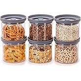 THE HAZEL PANTRY Glass Canisters with Airtight Lids Set of 6 (17.5 oz) - Borosilicate Glass Jars for Overnight Oats, Meal Prep & Pantry Storage, Stackable, BPA-Free, Dishwasher Safe Kitchen Containers