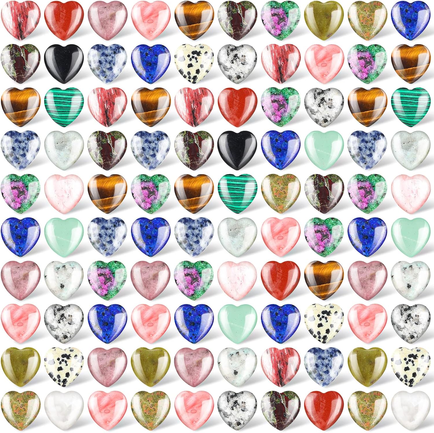 Indoor Fountains & Accessories - Nuenen 108 Pcs Worry Stones Natural Heart Gemstones Heart Shaped Healing Crystal Stones Bulks 0.8 Inch Heart Palm Pocket Carved Heart Stones Decor for Witchcraft Supplies (Elegant Style)