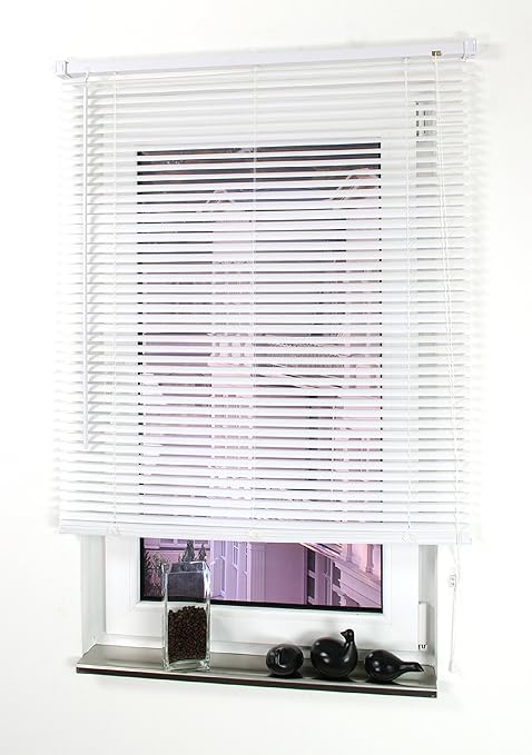 Liedeco Jalousie aus Kunststoff, 160 cm Länge, Kunststoff-Jalousie weiß B 150 cm