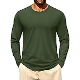 Cotrasen Mens Long Sleeve Tee Shirts Cotton Crew Neck Moisture Wicking Soft Casual Basic T-Shirts