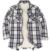 Lisskolo Women's Sherpa Flannel Jacket with Hand Pockets,Warm Fleece Lined Button Up Plaid Flannel Shirt Jackets