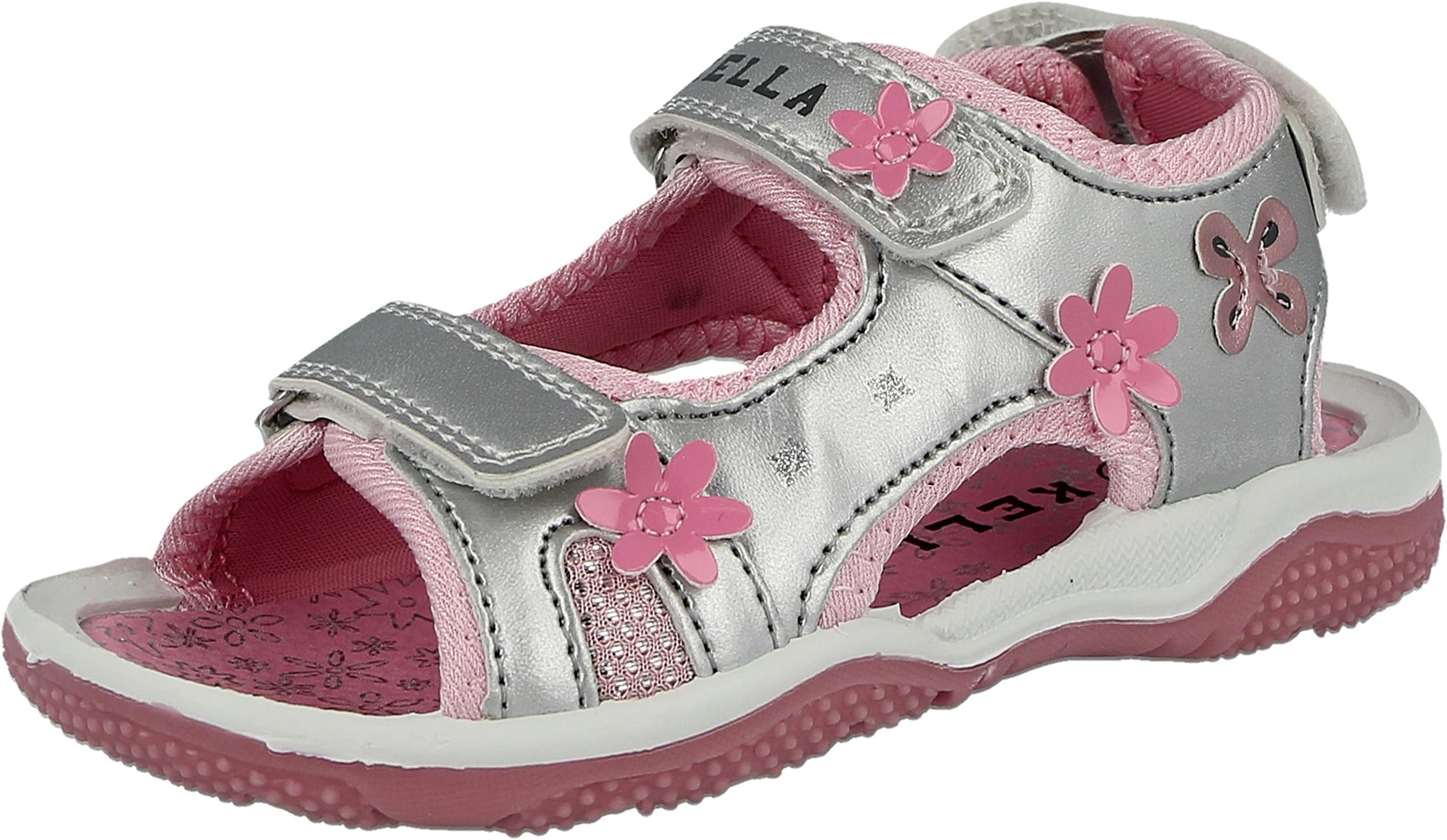 Girls Kids Infant Faux Leather Butterfly Flower Triple Touch Close Straps Open Toe Sling Back Gladiator Summer Sandals Size 6-13