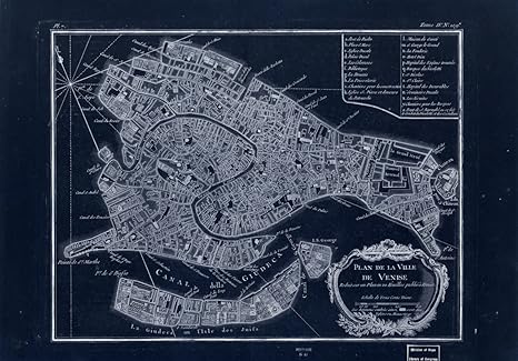 Amazon Com 18 X 24 Blueprint Style Reproduced Old Map 1764plan De La Ville De Venise Reduit Sur Un Plan En Feuilles Publi O Venise Bellin Jacques Nicolas 1703 1772 bl Photographs
