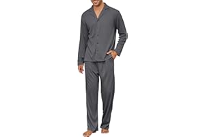 Andeip Men's Pajama Set Waffle Knit Lounge Pjs Set Long Sleeve Top and Pants Sleepwear 2 Piece Button Down Loungewear