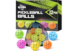 Navona 12 Pack Premium 40-Holes Colorful Outdoor Pickleball Balls, Meet USAPA Official Requirement, Perfectly Balanced, High Bounce True Flight, Durable Outdoor Pickleball Set