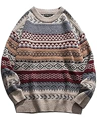 Flygo Men's Vintage Grandpa Sweater Crewneck
