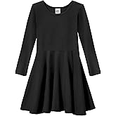 City Threads Big Girls Cotton Long Sleeve Twirly Skater Party Dress, Cotton SPD Sensory Clothing Sensitive Skin