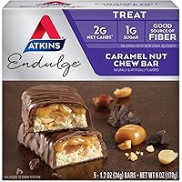 Atkins Endulge Treat Caramel Nut Chew Bar. Rich & Decadent Treat. Keto-Friendly. (5 Bars)