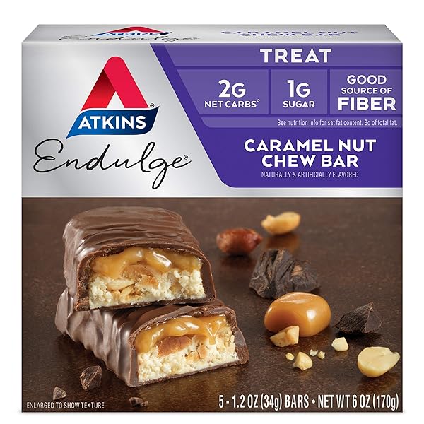 ATKINS ENDULGE CARAMEL NUT CHEW BAR, DESSERT FAVORITE,...