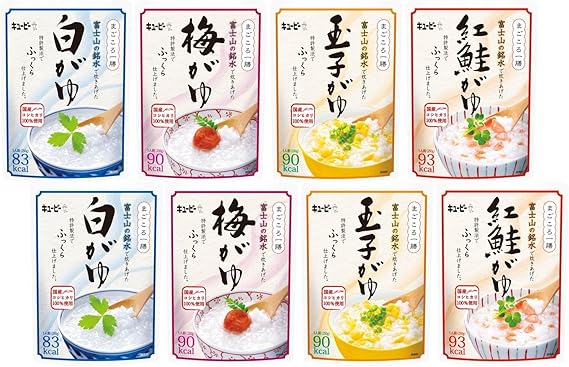 Amazon まごころ一膳 富士山の銘水で炊きあげたおかゆ 4種 2袋 白がゆ 梅がゆ 玉子がゆ 紅鮭がゆ キユーピー おかゆ 雑炊 通販