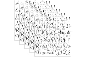 LUHIMO 5 Sheets 285 Pieces Iron On Letters for Clothing, 1 Inch Black Heat Transfer Vinyl Letters, Iron On Cursive Upper & Lowercase Alphabets Decals with A-Z for Backpack，Jerseys，Fabric T-Shirts DIY