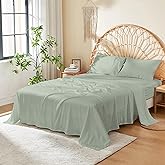 DOZ 100% Long Staple Cotton Sheet Sets, Soft Sateen Weave Cotton, Smooth, Breathable, Cooling Sheets, Hotel Comfort, Durable, 3pc – 2 Pillowcases 1 Fitted (Sage, Queen)