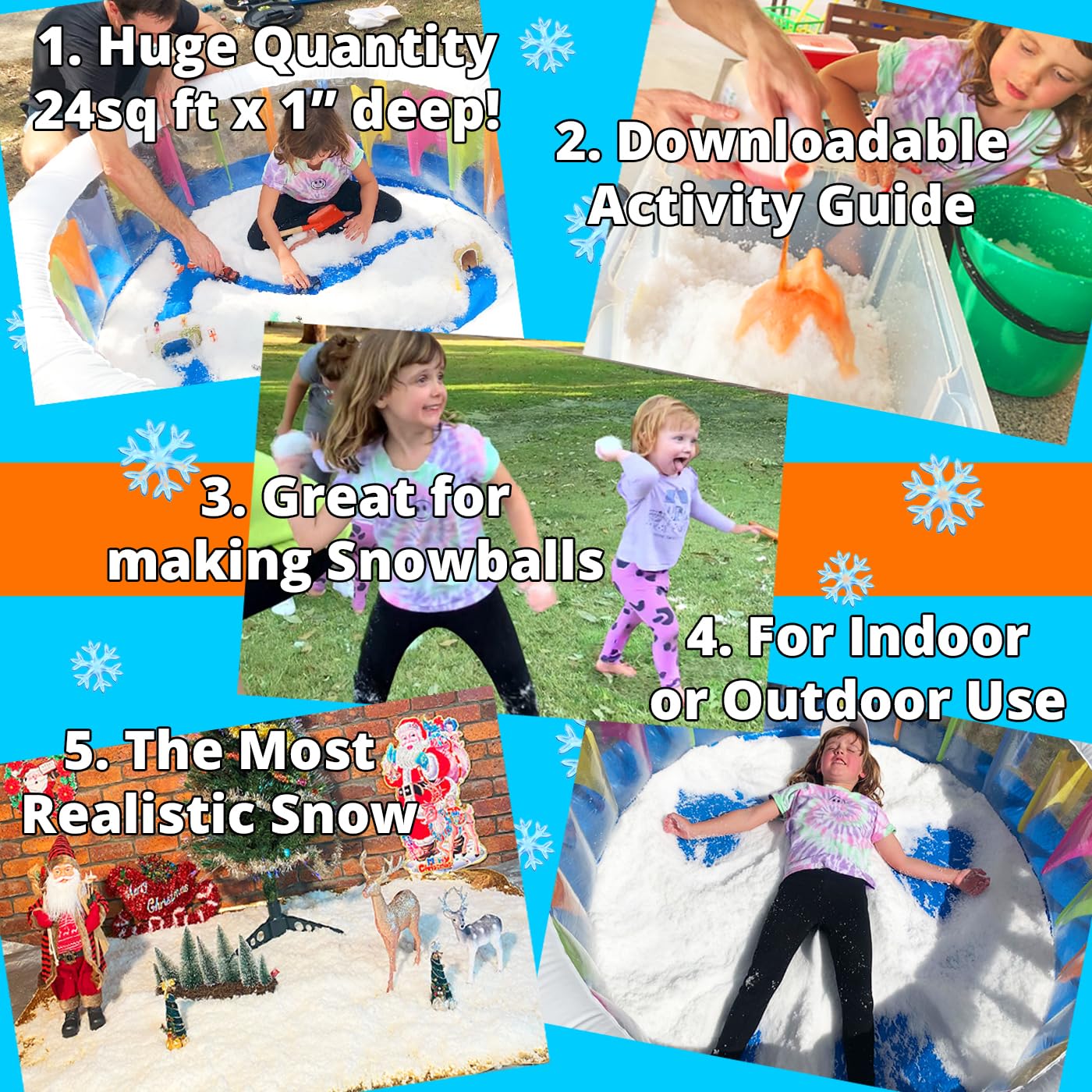 Bulk Fake Snow Powder for Outdoor & Indoor use. 39oz Makes 15 Gallons of Instant Snow for Sensory Play. Make Artificial Snowballs. Just Add Water. Magic Fun for Kids