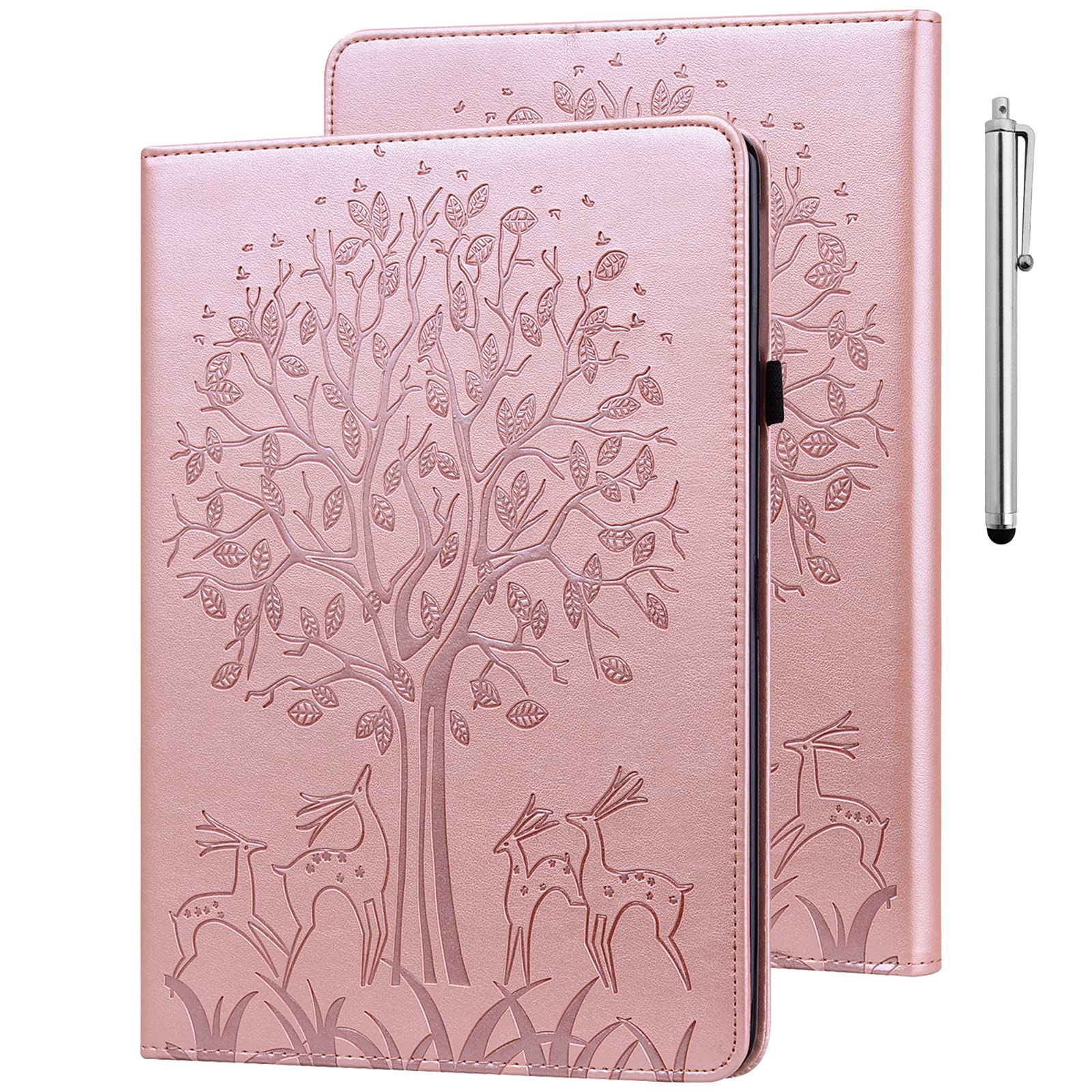 GLANDOTU Case for Xiaomi Mi Pad 5, Elastic Strap Pen Holder Fold Stand Function Cover, Folio Flip Wallet PU Leather Tablet Cases for Mi Pad 5 Pro/Mi Pad 5 Pro 5G Case (free Stylus pen) - Rose