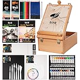 DJAR 87 pcs Acrylic Paint Set for Adults with Storage Box, Professional Paint Supplies with Desktop Easel, Acrylic Paint, Canvas and 24 Color Paints for Artists and Beginners