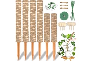 KINTKITA Moss Pole for Plants 93 Inch,6 Pack Moss Pole Monstera Plant Support Sticks for Climbing Plants,16.5 Inch & 13.5 Inch Coco Coir Plant Pole for Indoor Plant Grow Upwards