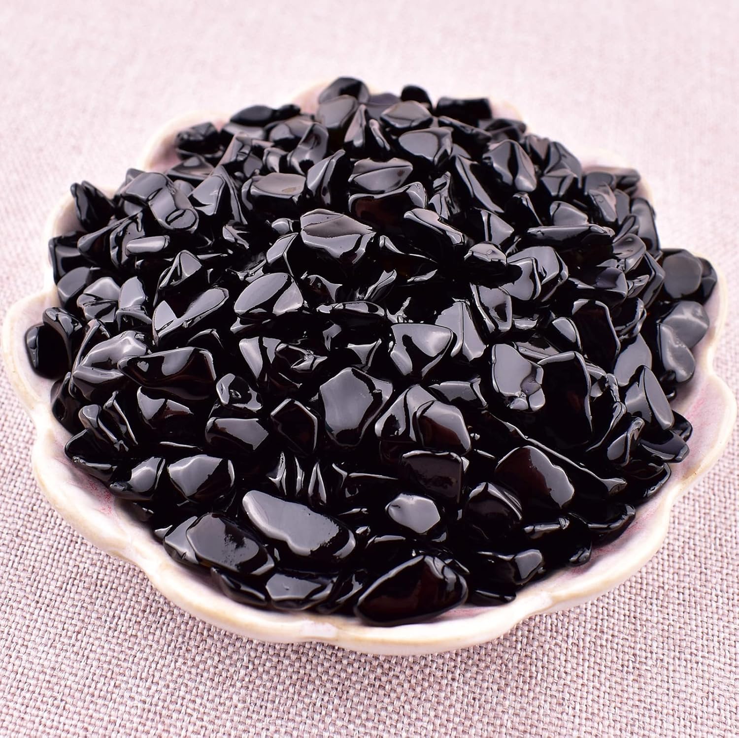 Indoor Fountains & Accessories - SigMntun Polished Black Obsidian Crystal Chips - 1.6 lbs (726g) Tumbled Stone Chips Crushed Sea Glass Stones Healing Reiki Crystal Jewelry Making Home Decoration