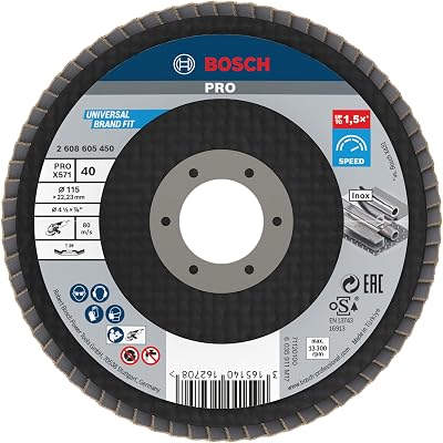 Bosch 1x PRO Metal X571 Flap Disc 115 mm G40 Angled for Small Grinders