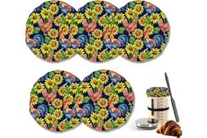 IGPPDO Hen Rooster Cloth Covers for Sourdough Starter Jars, Sunflower Heat Preservation to Increase Fermentation for Bread Rising Sourdough Bread Proofing Cover Sewn（5 Pack）