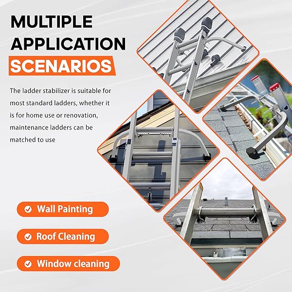 VONLX LADDER STABILIZER ACCESSORY FOR ROOF GUTTER, ROOF LADDER STABILIZER EASILY ATTACHES WITH U BOLT, WING SPAN WALL LADDER STANDOFF, STABILIZED SUPPORT, STURDY AND DURABLE, 500 LBS WEIGHT RATING