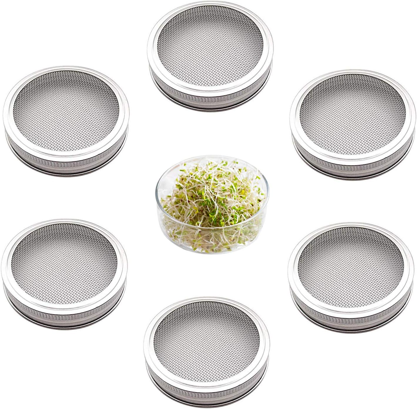 BTU Stainless Steel Sprouting Jar Strainer Lid - for Growing Organic Sprouts & Sprouter Screens for Wide Mouth Mason Jars Canning Jars for Making Organic Sprout Seeds in The House/Kitchen