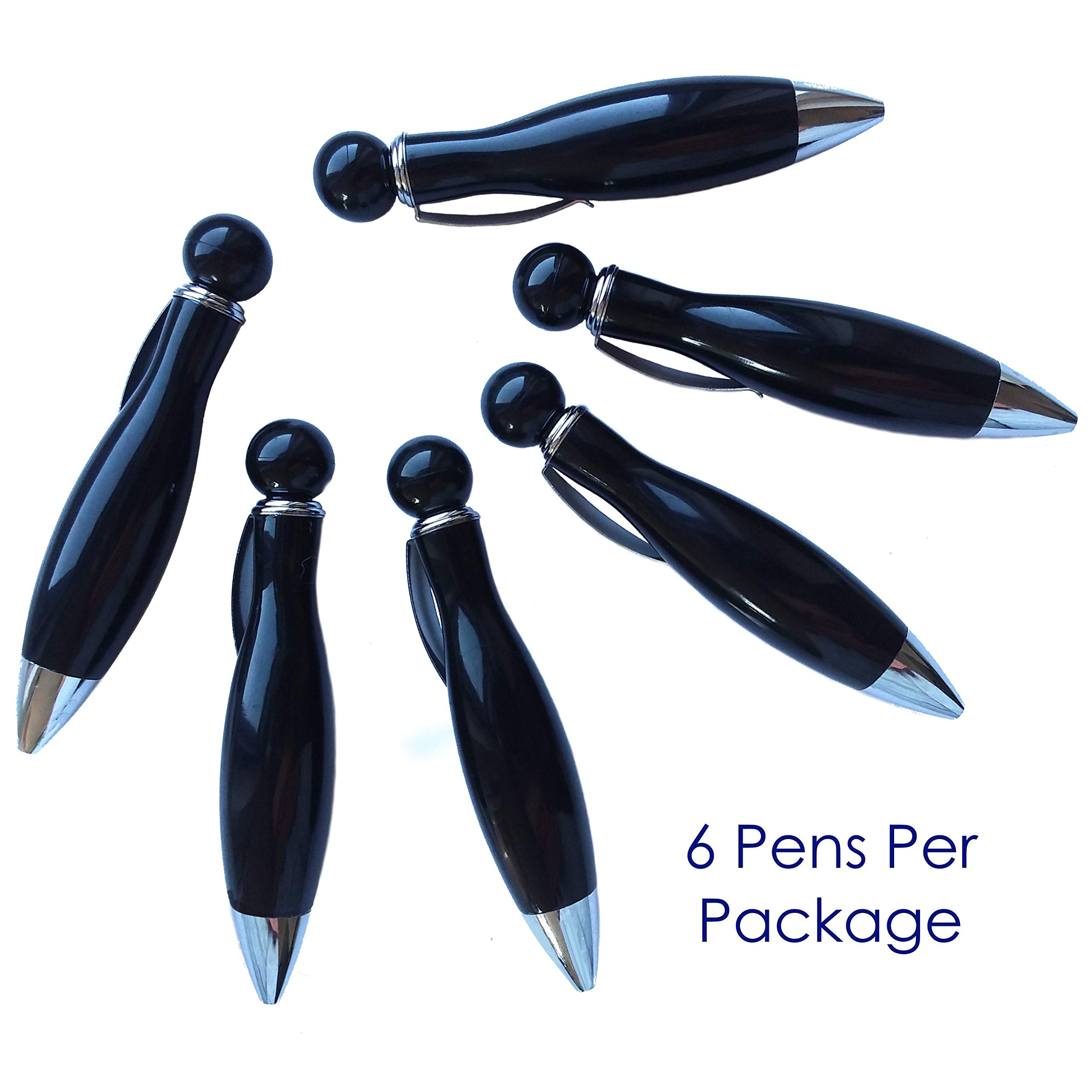 Short & Fat Mini Ballpoint Pen for Arthritis (6 Pack) | Classy Black Barrel with Black Ink