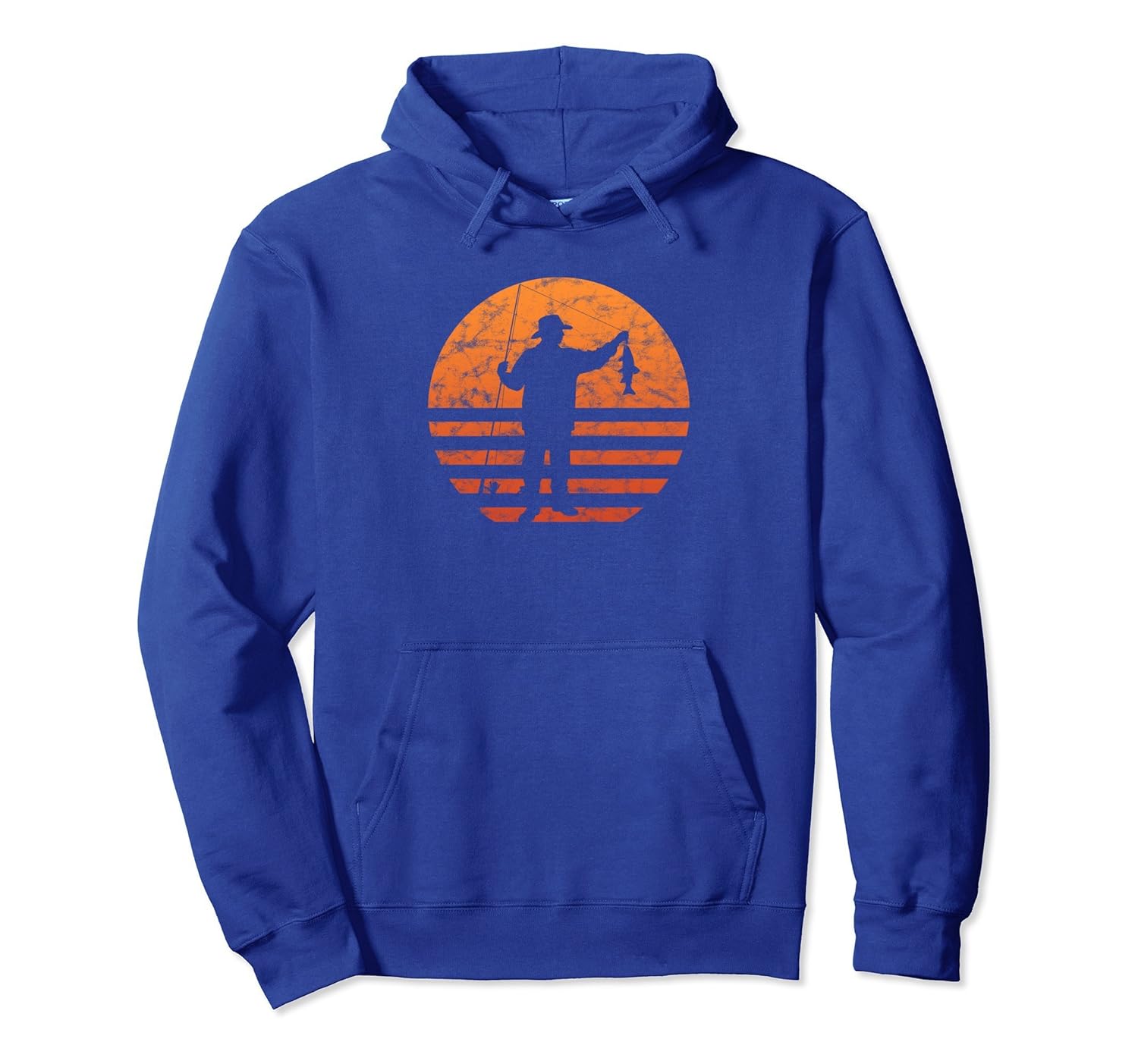 Retro Vintage Distressed Sun Fish -Fisherman Fishing Hoodie-anz