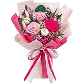 Polylove Flowers for Delivery Prime Forever Flowers Bouquet Preserved Roses Bouquet Flower Gift for Women Wife Mother Day Graduation Birthday (Hot Pink, Small)
