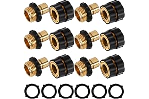 Xiny Tool 3/4 Inch Garden Hose Quick Connect, Quick Connect Garden Hose Fittings, Male and Female Water Quick Release Hose Connector (6 Pack)