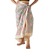 100% Cotton Sarong Coverup for Women Indian Hand Block Print Swimsuit Pareo Wrap Skirt Beach Bikini Cover Up Long (73" x 43")