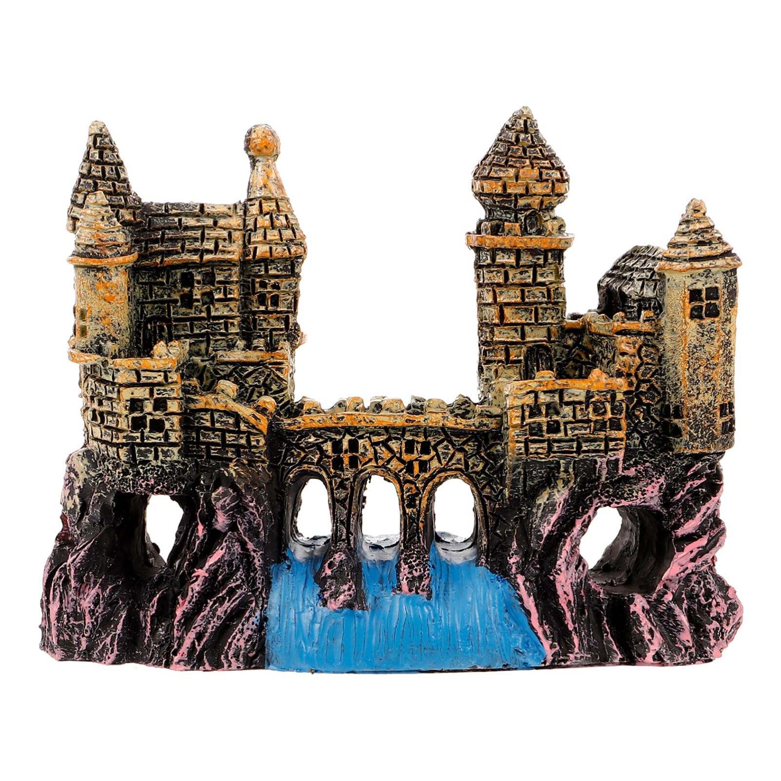 SUPVOX Wizard Castle Aquarium Decoration, Castle Statue Aquarium Castle Fish Hidden Cave Accessories Safe for Freshwater and Saltwater Fish Tanks Goldfish Sand Table