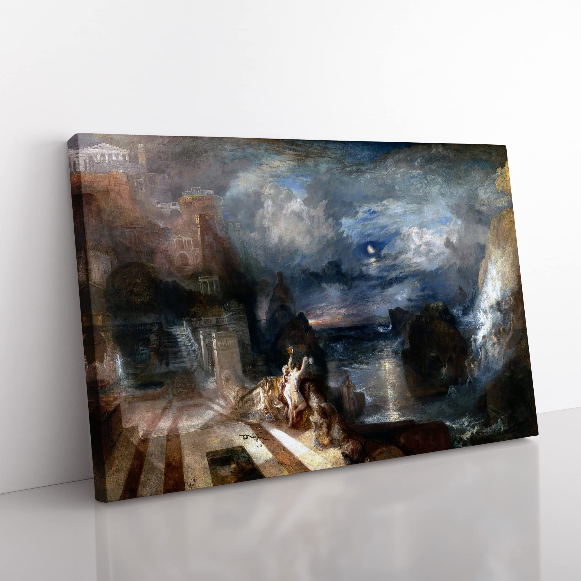 J.M.W. Turner Hero and Leander Classic Painting Canvas Wall Art Print Ready to Hang, Framed Picture for Living Room Bedroom Home Office Décor, 50x35 cm (20x14 Inch)