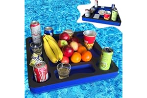 RAMIEYOO Floating Pool Games Table for Adults - All-in-One Drink Holder & Refreshment Station for Pool, Beach, Hot Tub,Waterproof Cards Included,Summer Party Essentials