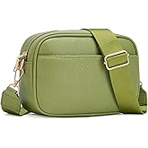GAEKEAO Small Crossbody Bags for Women Vegan Leather Wide Strap Trendy Design Camera Bag Purse Shoulder Handbag Travel