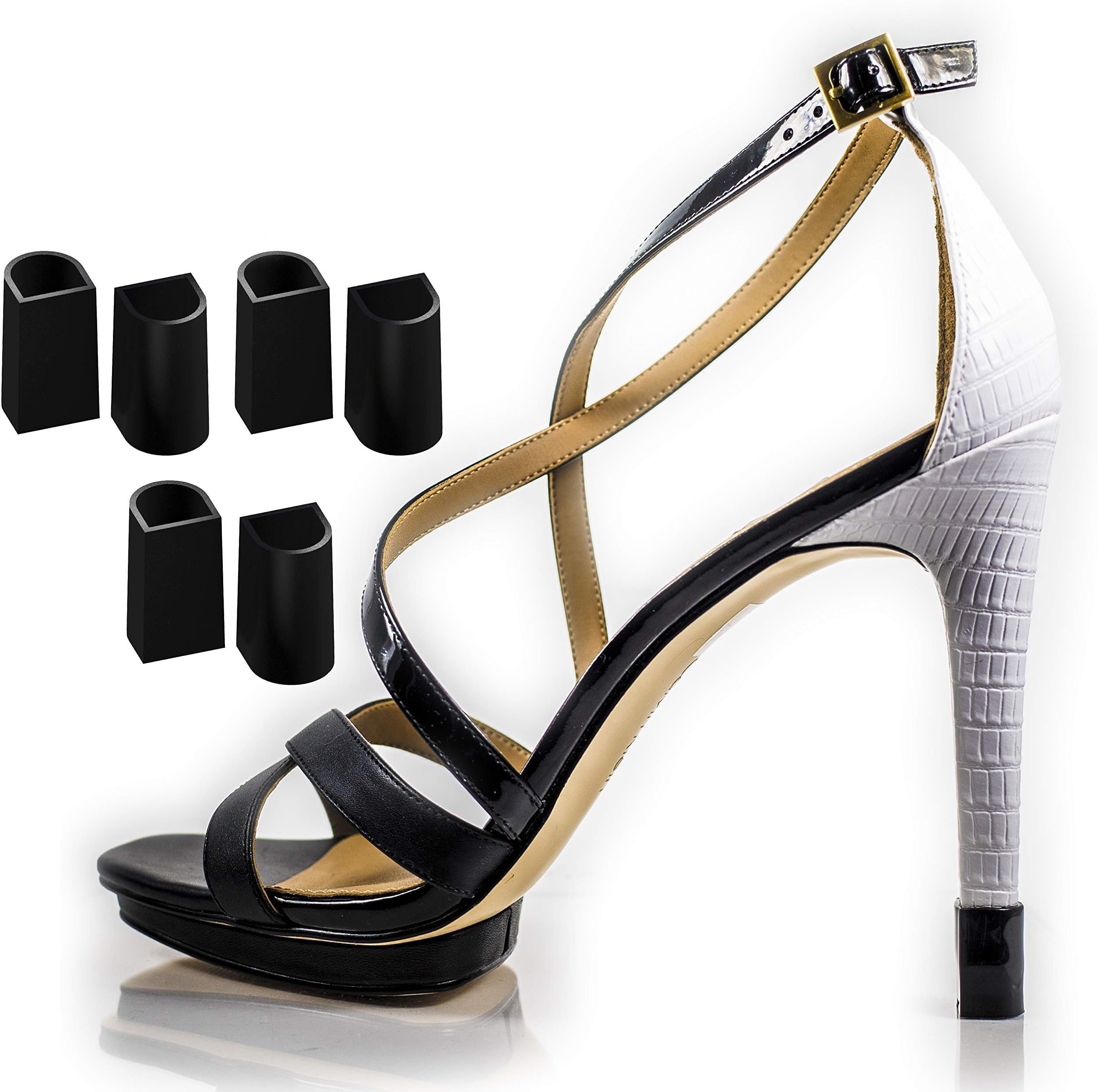 Heel Hunks Black H1 10mm 3-Pairs Heel Protectors Replacement Tip Caps for High Heel Shoes and Stiletto - Anti-Slip and for Grass - (Pack of 3)