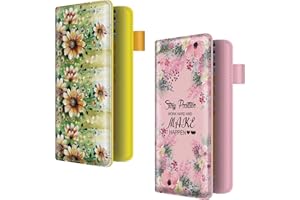 BVYA 2 PCS Checkbook Covers for Men & Women with RFID Blocking, Premium Printed Leather Checkbook Holder Slim Wallets with Pe