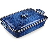 vancasso Starry Casserole Dish With Lid, 3.8 Quart Casserole Dish for Oven, 9x13 Baking Pan with Handles, Large Casserole Baking Dish Lasagna Pan with Lid, Microwave, Dishwasher Safe, Blue