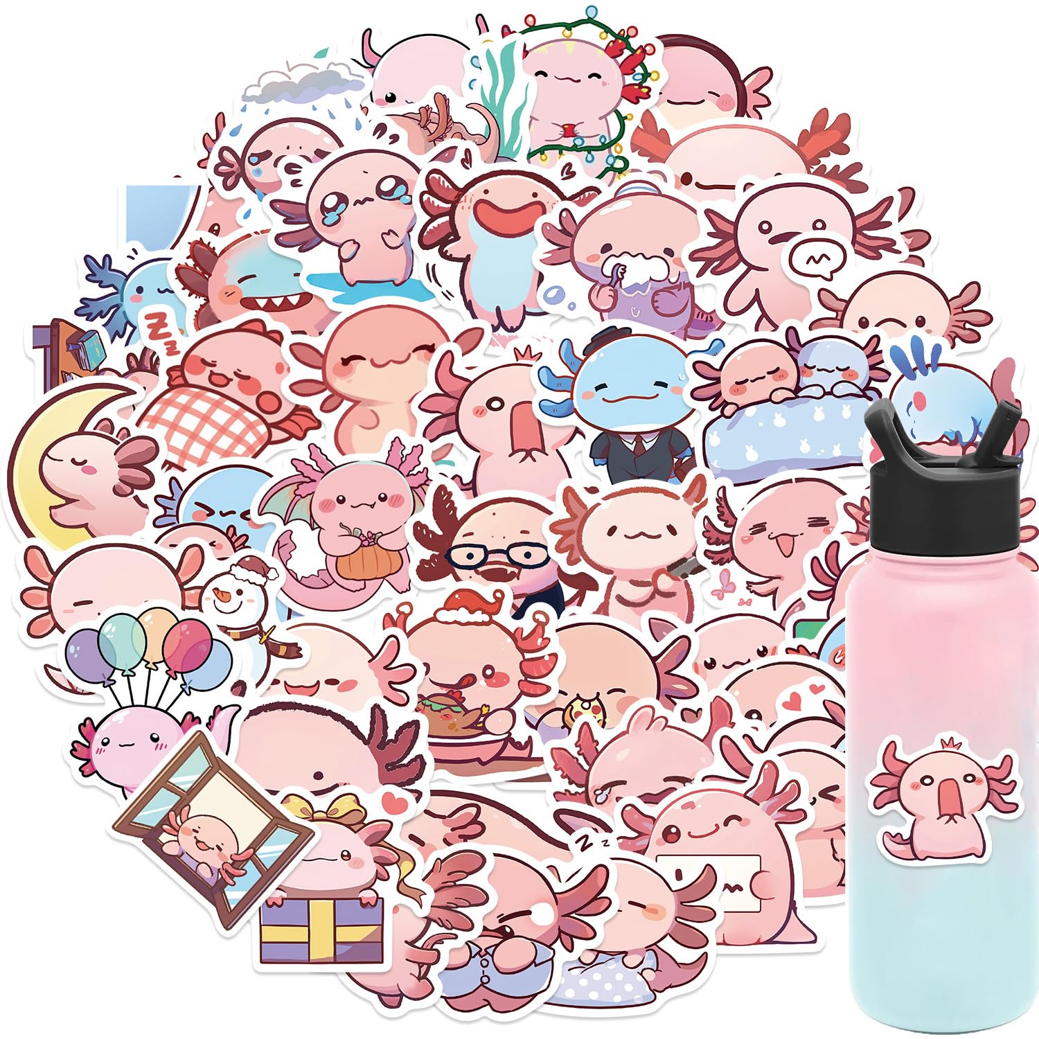 50Pcs Salamander Stickers, Axolotl Sticker,Kids